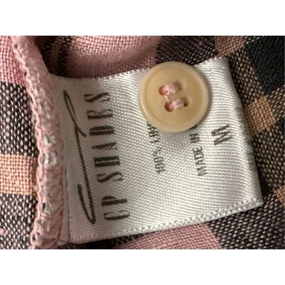 CP Shades Tunic Top Size Medium 100% Linen Plaid Button Front Long Sleeve Shirt - Picture 11 of 11